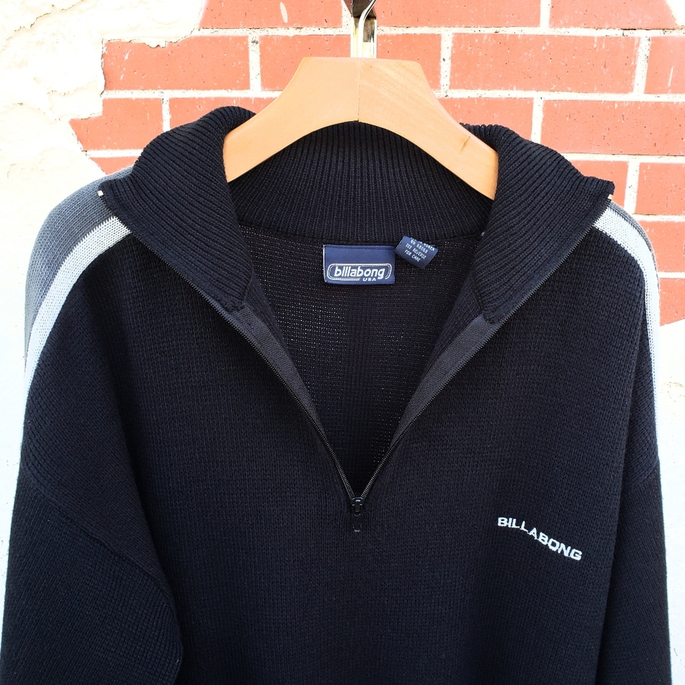 XL tall men BILLABONG 1/4 zip black sweater - Picture 6 of 15